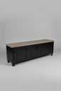 Large metal Black industrial TV cabinet with rustic Grey washed top