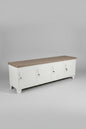 Large metal white industrial TV cabinet with rustic Grey washed top