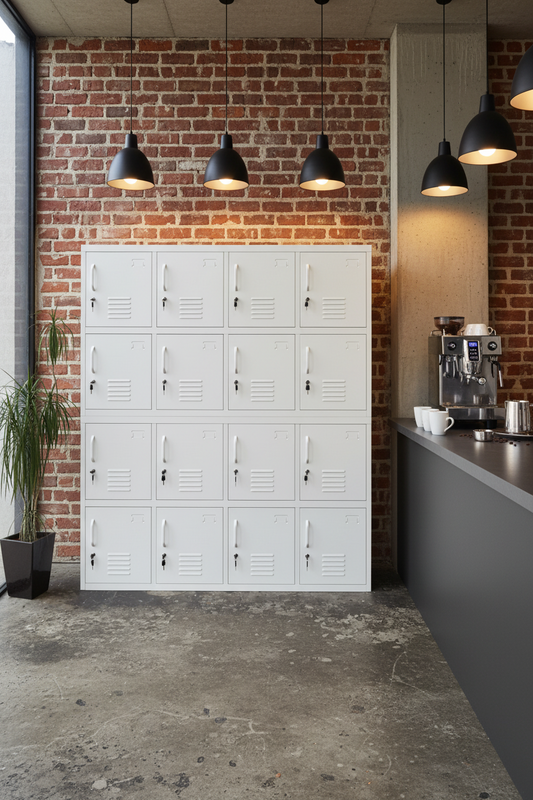 White 16 Door metal industrial locker cabinet