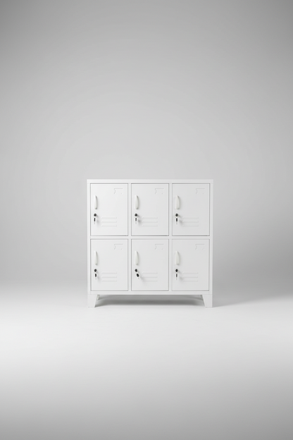 White 6 Door Metal Locker Cabinet