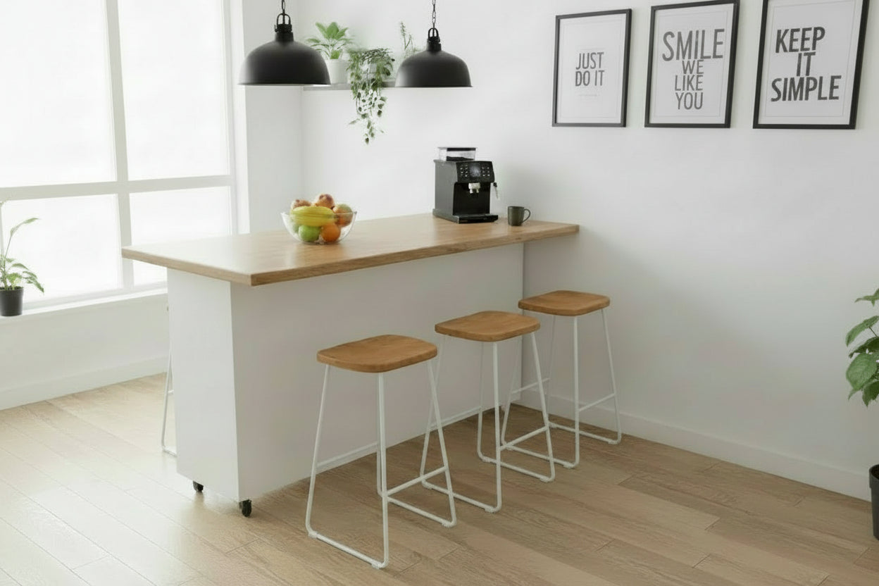 White 8 Door industrial kitchen Island , Rimu top NZ