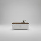 White Industrial Metal Coffee Table with Rustic Oak top- Cabinet with Storage