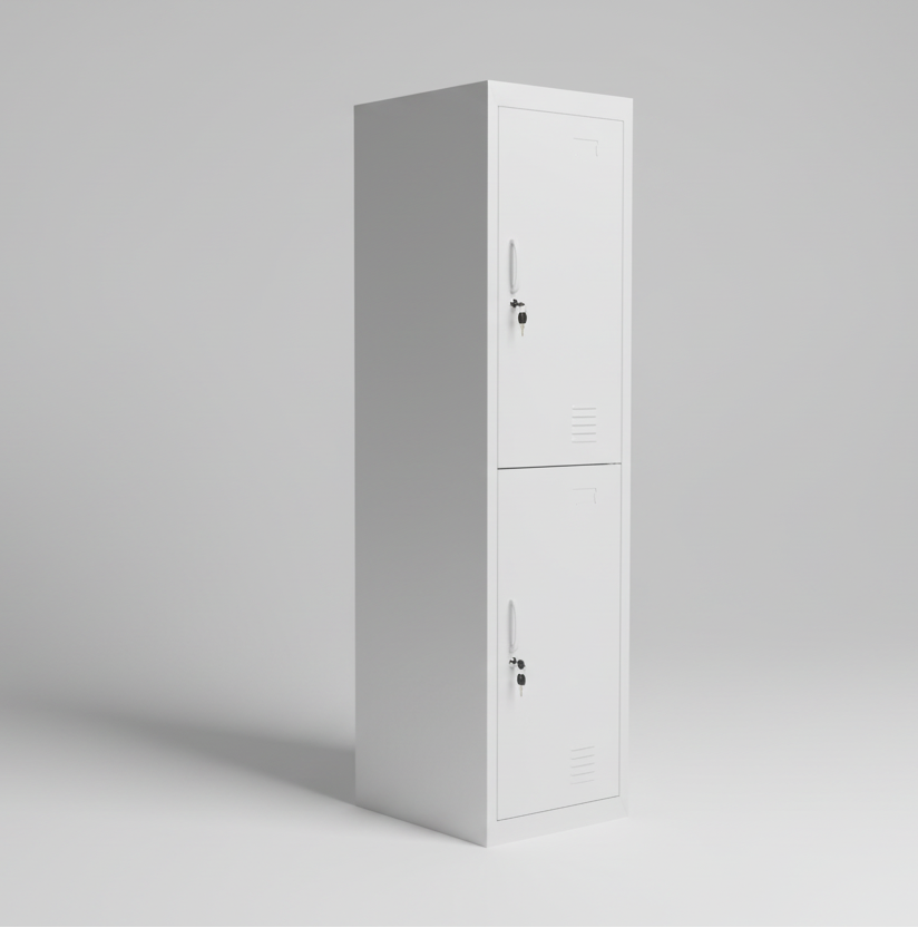 White Metal Locker Cabinet (2 Door)