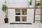 White metal industrial locker-style cabinet with Recycled Rimu top, open middle