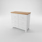 White metal drawers cabinet with 6 drawer and a recycled Rimu top