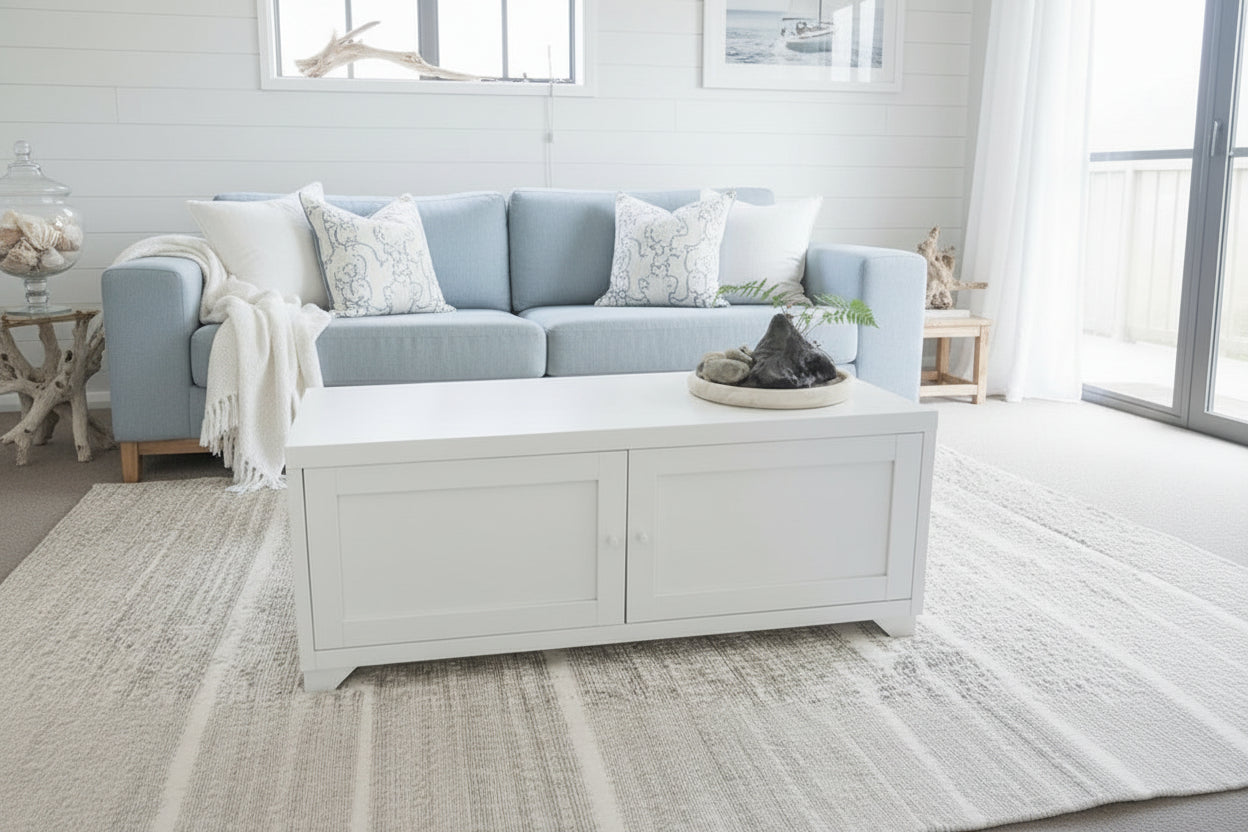 White metal industrial coffee tables with storage in hampton style 