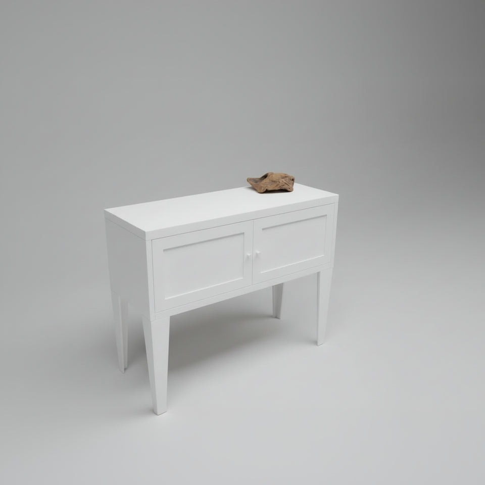 White metal sideboard with two doors 