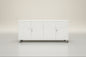 White metal versatile display cabinet with storage on caster wheels