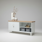 White Versatile Metal Locker Oak top