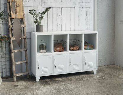 White metal with lockable storage cabinet 
