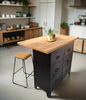 Black 6 Drawer with Rimu Island top