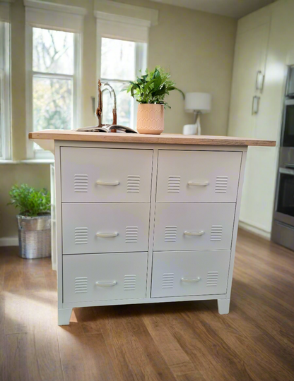 White 6 Drawer with Island top