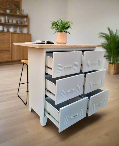 White 6 Drawer with Island top