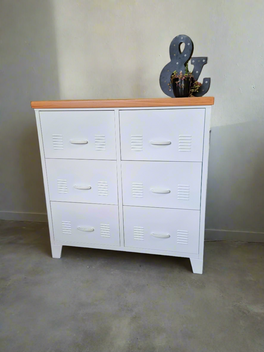 White 6 Drawer - Rimu top