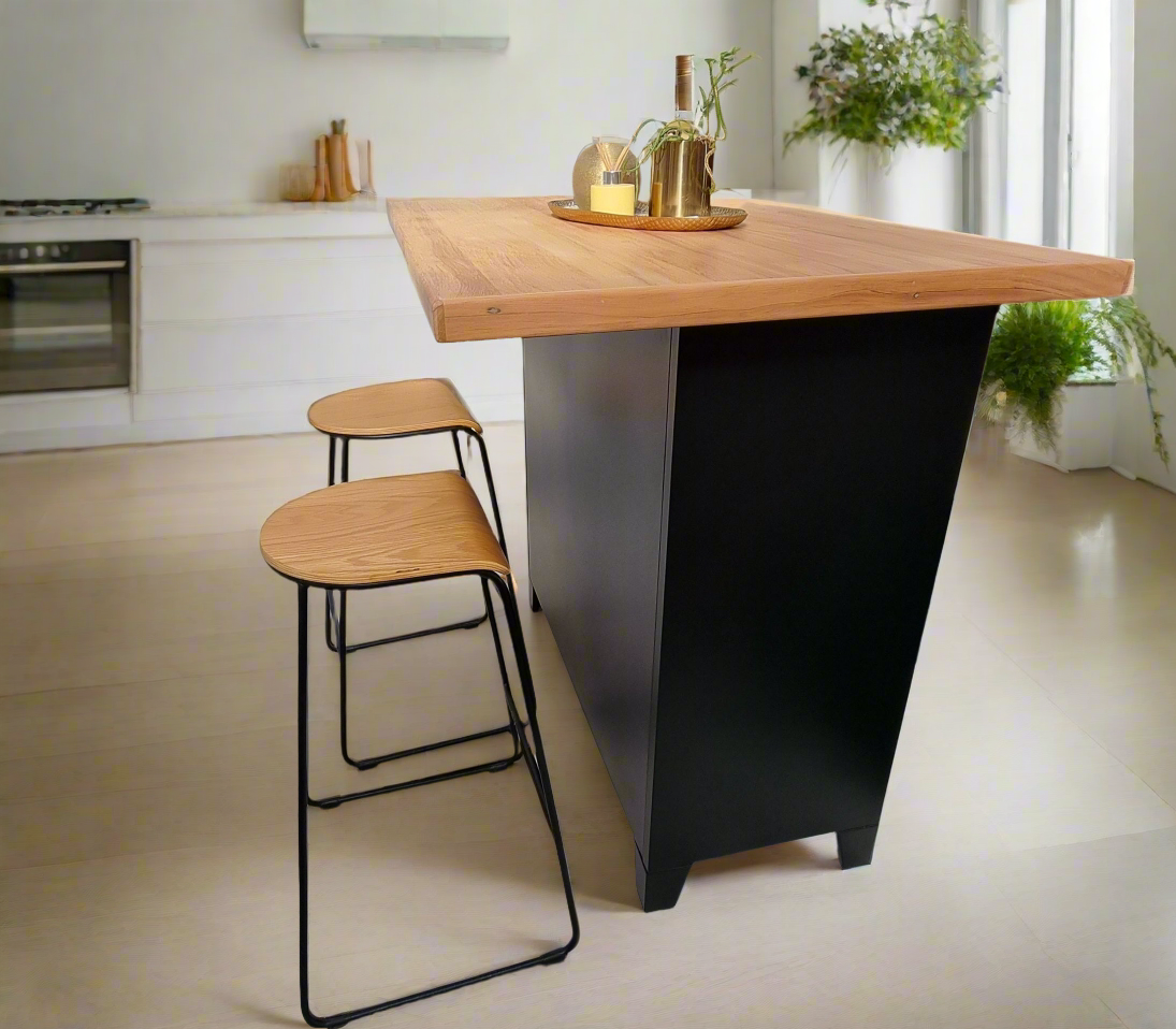Black 6 Drawer with Rimu Island top