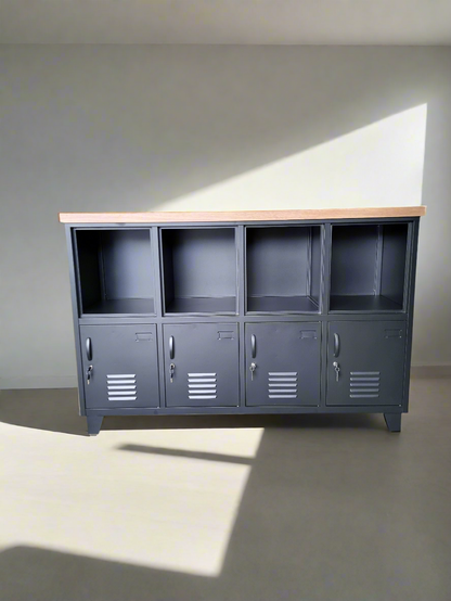 Black Sideboard Locker with Oak top