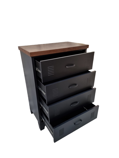 Black Tall boy Drawers Dark Oak top