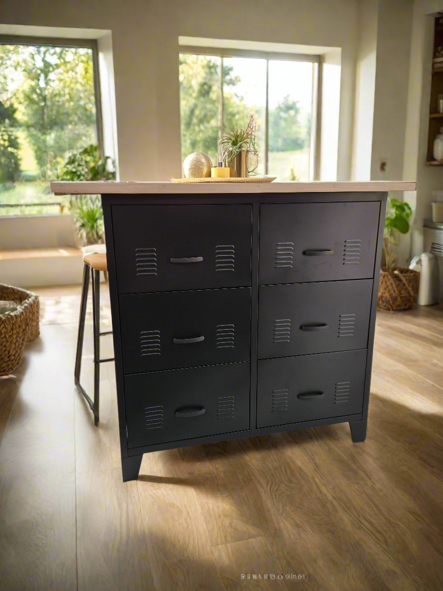 Black 6 Drawer Oak Island top
