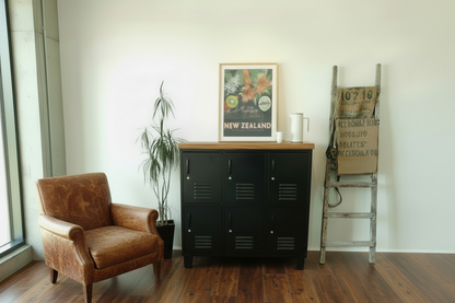 Black 6 Door Locker Rimu top