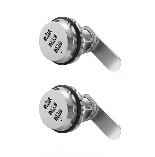 Two silver metal combination lock cylinder levers with three-digit dials, shown on a plain white background.
