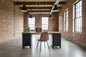 industrial metal desk with 2 cabinets and oak top