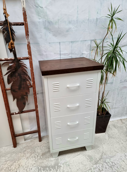 White 4 Drawers - Dark Oak top