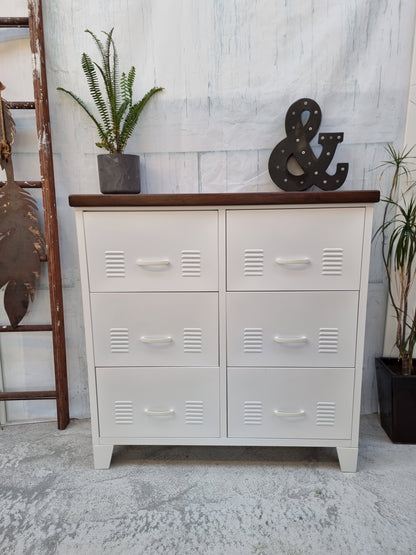 White 6 Drawer - Dark Rimu top
