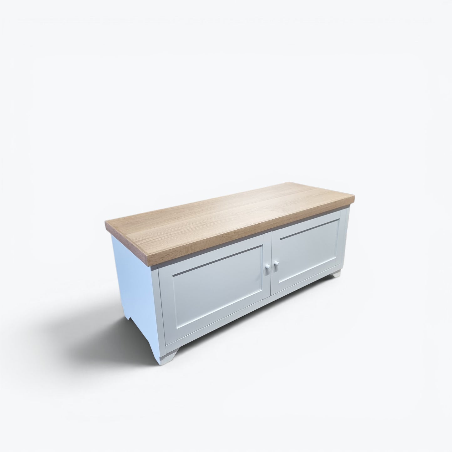 White Coffee Table Cabinet- Oak top