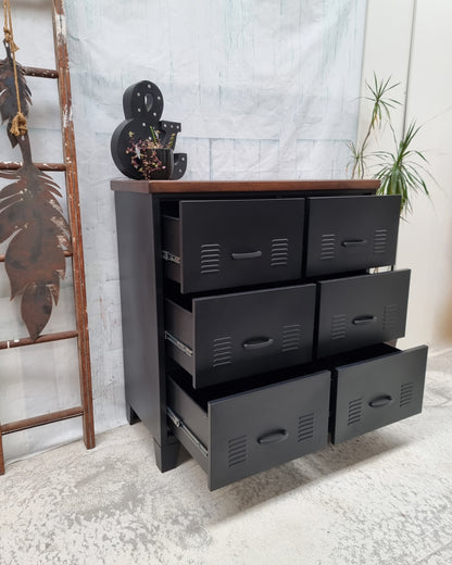 Black 6 Drawer - Dark Rimu top