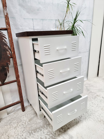 White 4 Drawers - Dark Oak top