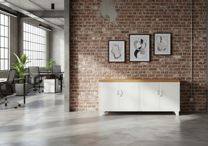 White Versatile Metal Locker Rimu top