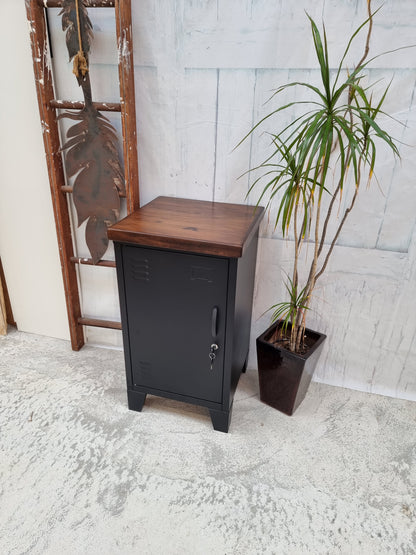 Left opening Black Mini Locker-Dark Rimu top