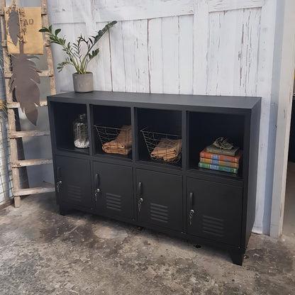 Black 8 Door Metal Locker Cabinet