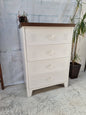 White Tall boy Drawers Dark Oak top
