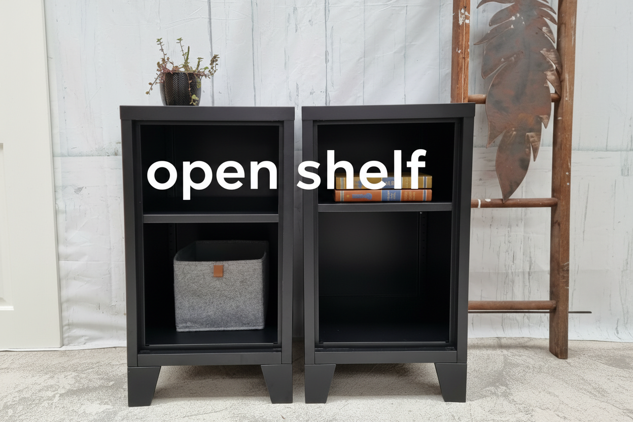 Black Mini Metal Locker Bedside Set (Pair)