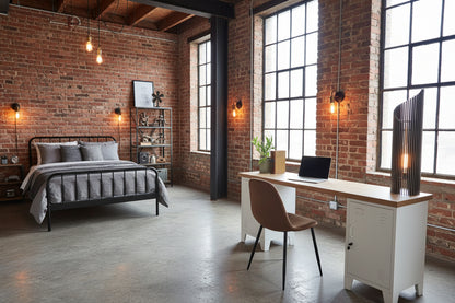 White Metal Industrial style Oak Desk