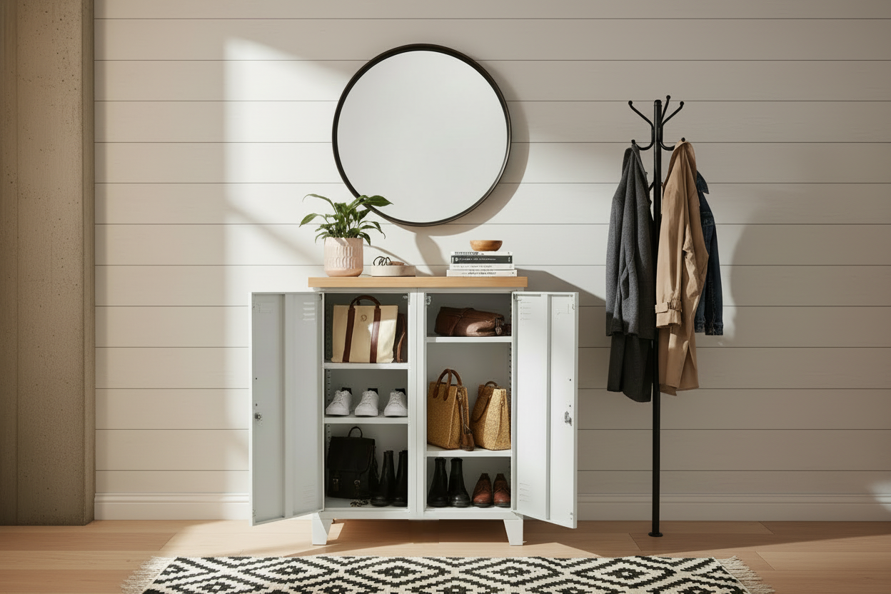White Double Side Cabinet Oak top