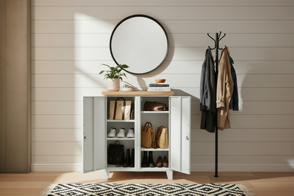 White Double Side Cabinet Oak top