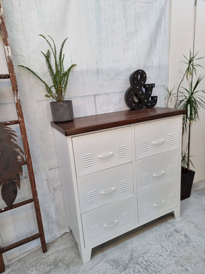 White 6 Drawer - Dark Rimu top
