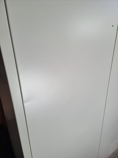 Seconds White 2 Door Metal Cupboard Locker – Wardrobe & Storage Cabinet