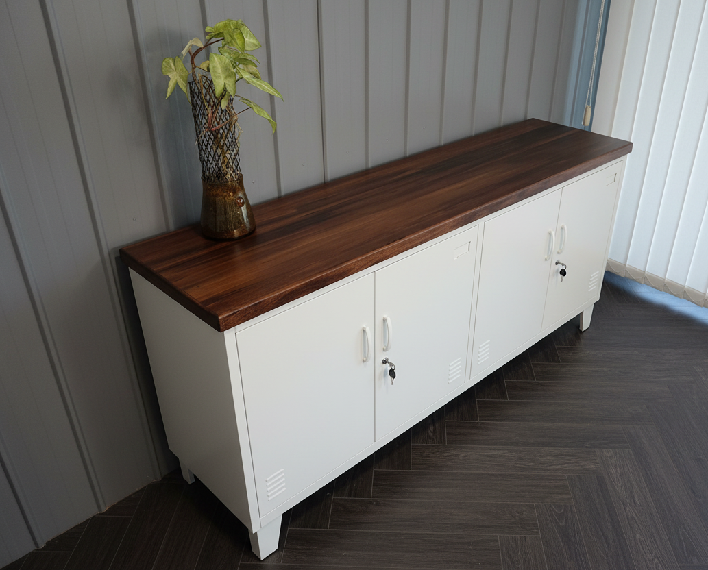 White Versatile Locker Dark Rimu top