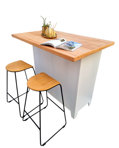 White 6 Drawer with Island Rimu top
