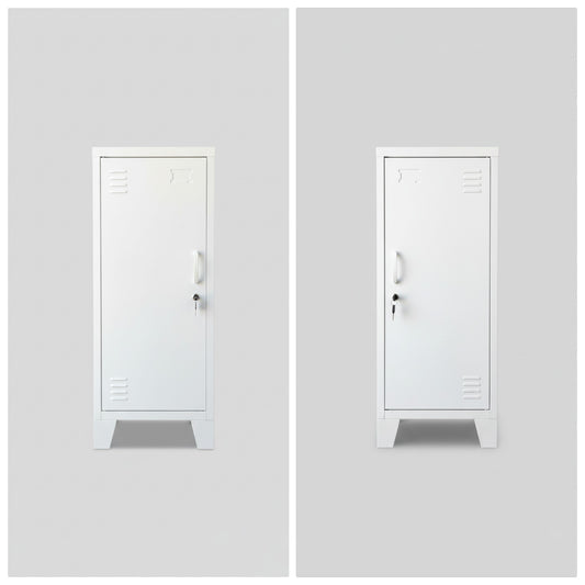 White Slim Metal Side Cabinet (Left or Right Opening)