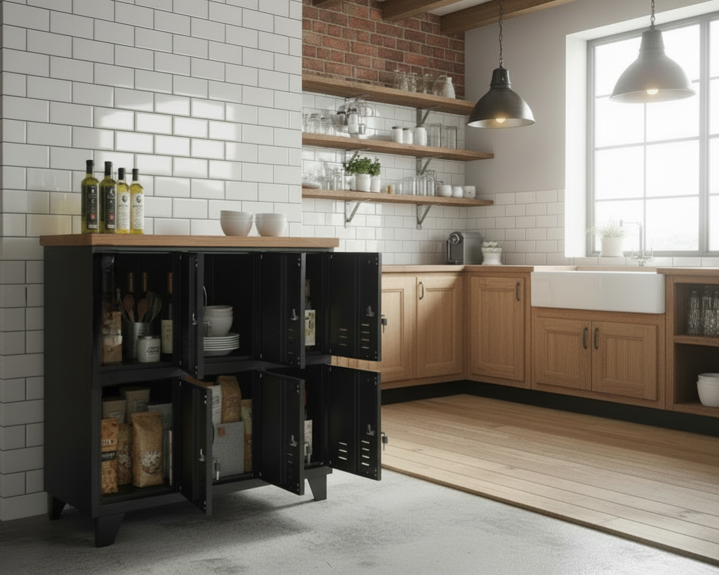 Black 6 Door Locker Rimu top