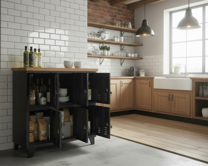 Black 6 Door Locker Rimu top