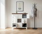 White 9 Door Metal Locker Cabinet - Dark Rimu top