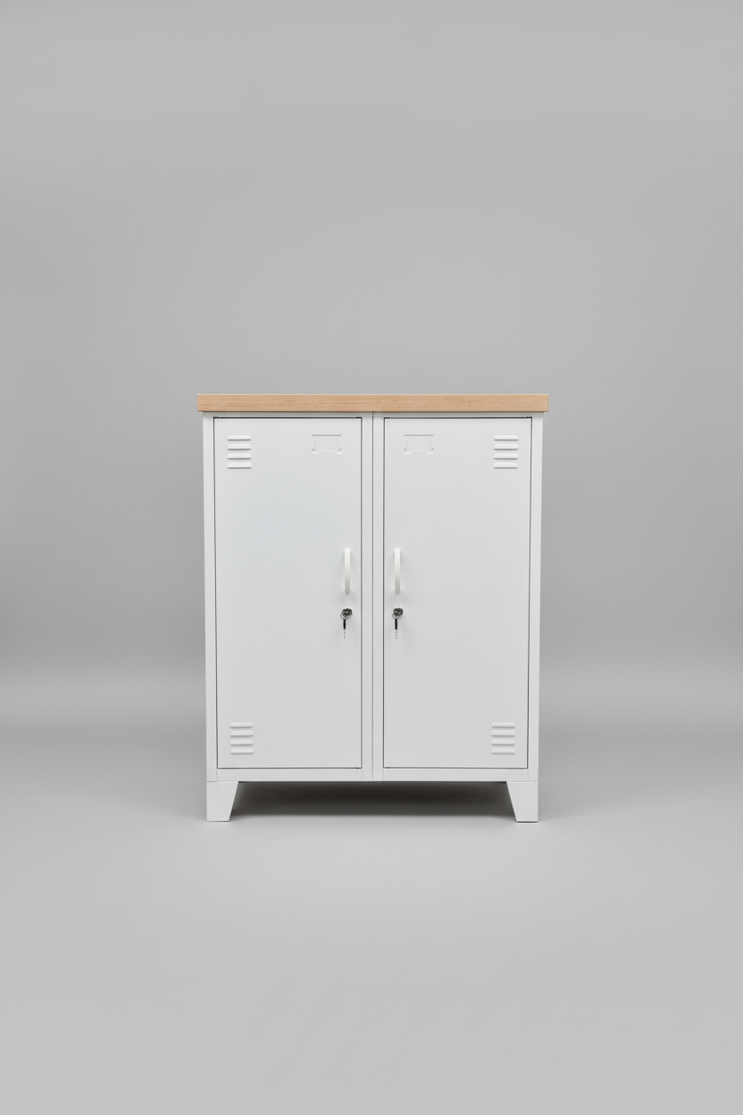 White Double Side Cabinet Oak top