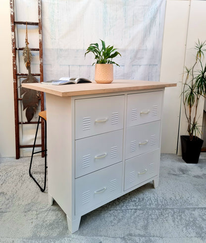 White 6 Drawer with Island top