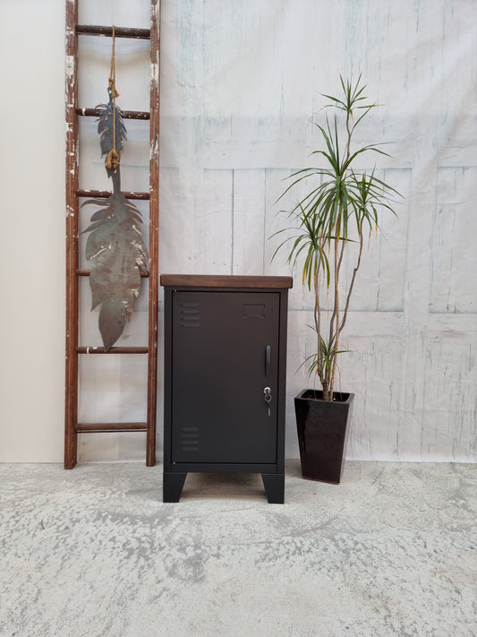 Left opening Black Mini Locker-Dark Rimu top