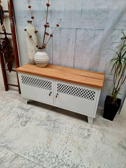 White TV Cabinet Rimu Top
